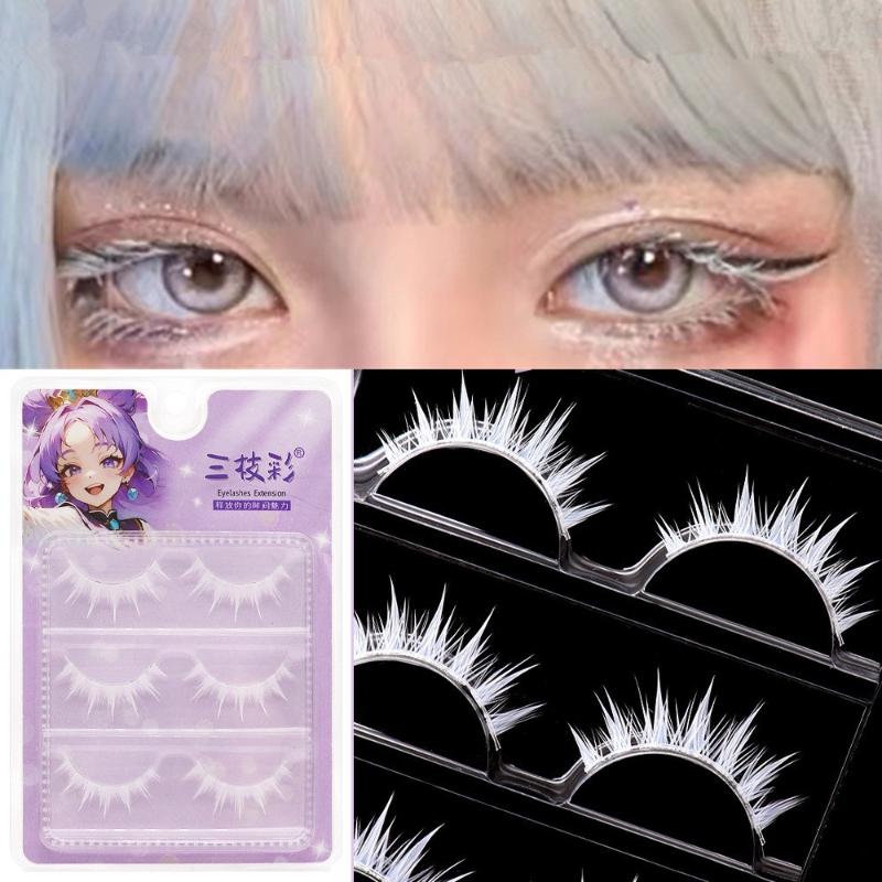 3 Pairs Cosplay White Eyelashe - Eyelash Extension Natural Look review and price