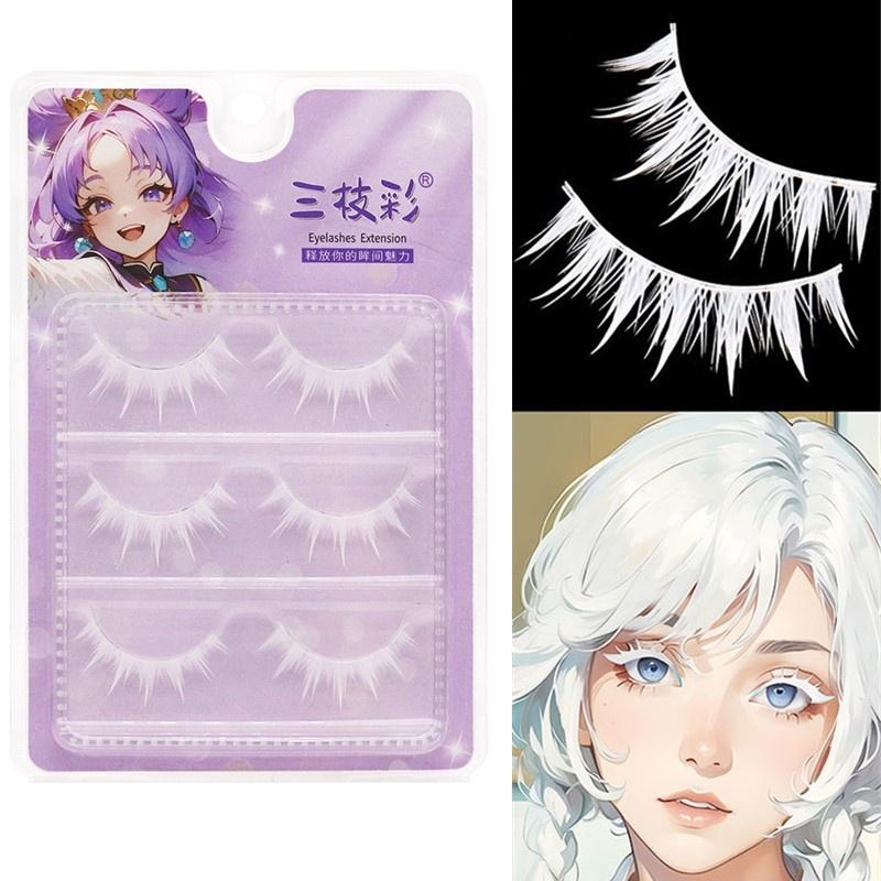 3 Pairs Cosplay White Eyelashe - Eyelash Extension Natural Look review and price